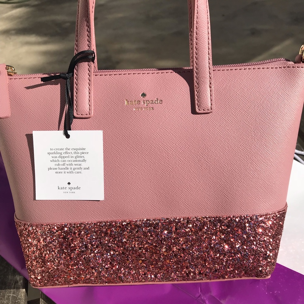 Nwt kate spade Ina Greta Court glitter dusty peony - Picture 1 of 8